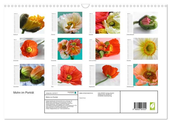 Produktbild: Mohn im Portr&auml;t (Wandkalender 2026 DIN A3 quer), CALVENDO Monatskalender