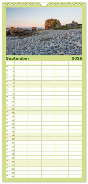 Produktbild: Familienplaner 2026 - Sehnsucht Bretagne mit 5 Spalten (Wandkalender, 21 x 45 cm) CALVENDO