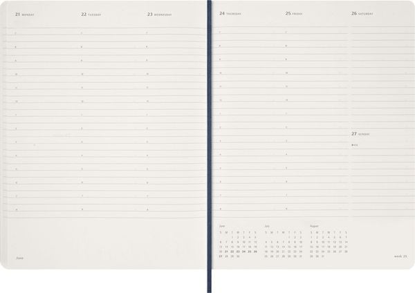 Produktbild: Moleskine 15 Monate Essential Wochenkalender 2026/2027, 1 Wo = 2 Seiten, vertikal, XXL, fester Einband, Saphirblau