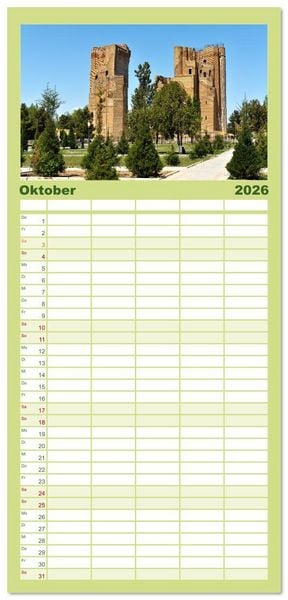 Produktbild: Familienplaner 2026 - Usbekistan, Perlen der Seidenstra&szlig;e mit 5 Spalten (Wandkalender, 21 x 45 cm) CALVENDO
