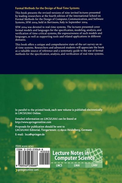 Produktbild: Formal Methods for the Design of Real-Time Systems