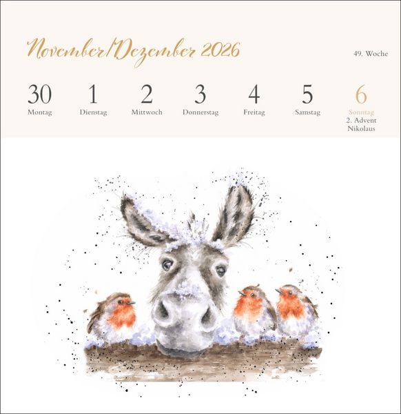 Produktbild: Hannah Dale: Happy Animals Premium-Postkartenkalender 2026