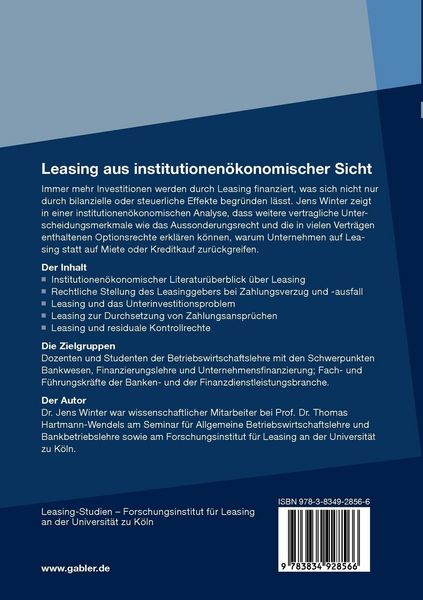 Produktbild: Leasing aus institutionen&ouml;konomischer Sicht
