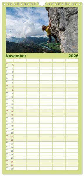 Produktbild: Familienplaner 2026 - Climbing Solutions - Bergsport weltweit mit 5 Spalten (Wandkalender, 21 x 45 cm) CALVENDO
