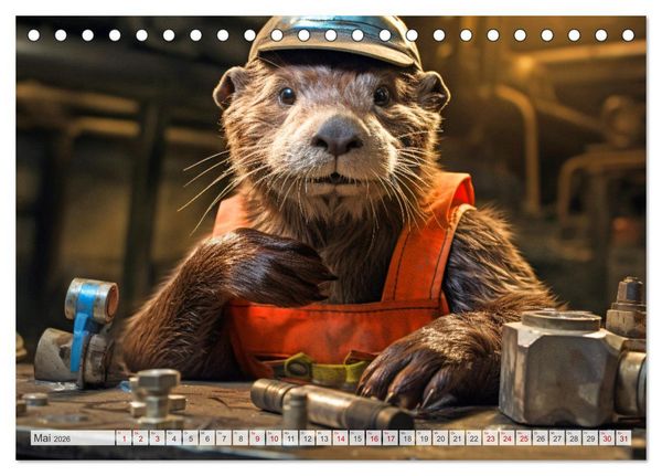 Produktbild: Otter bei der Arbeit (Tischkalender 2026 DIN A5 quer), CALVENDO Monatskalender