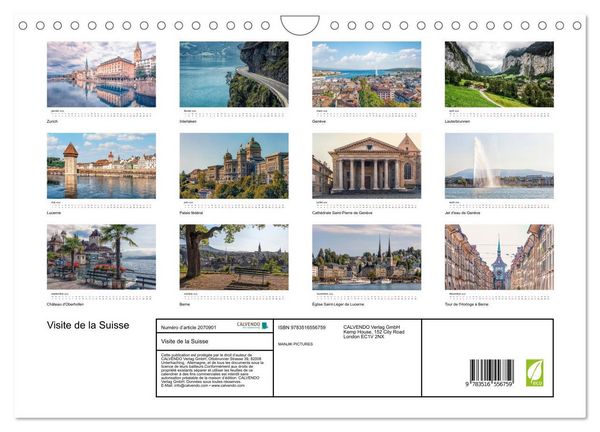 Produktbild: Visite de la Suisse (Calendrier mural 2026 DIN A4 vertical), CALVENDO calendrier mensuel
