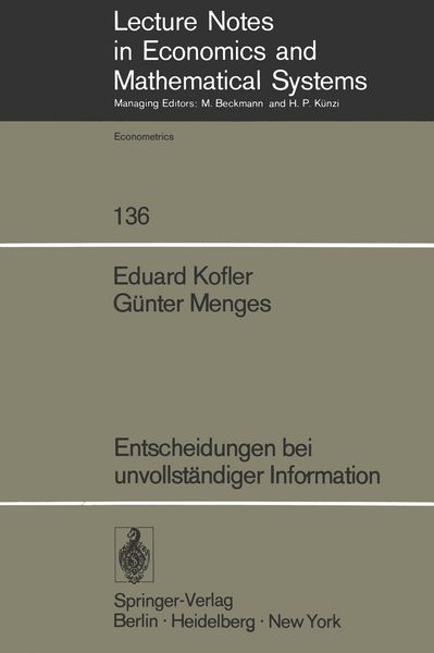 Produktbild: Entscheidungen bei unvollst&auml;ndiger Information