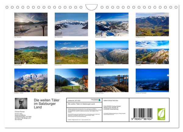 Produktbild: Die weiten T&auml;ler im Salzburger Land (Wandkalender 2026 DIN A4 quer), CALVENDO Monatskalender