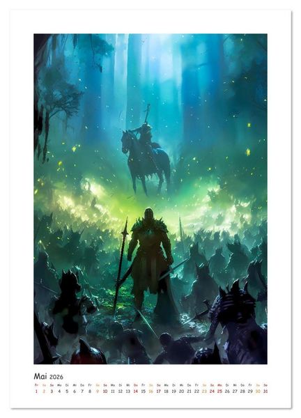 Produktbild: Die Drachenschlacht (hochwertiger Premium Wandkalender 2026 DIN A2 hoch), Kunstdruck in Hochglanz
