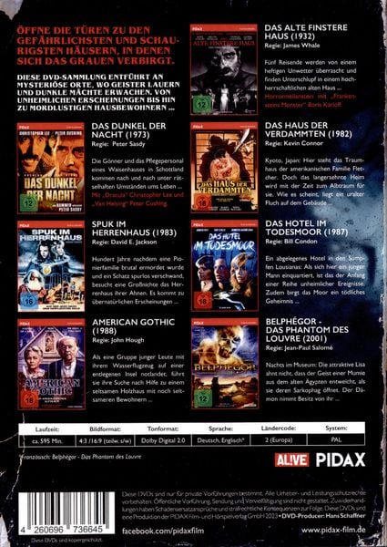 Produktbild: H&auml;user des Grauens / 7 unheimliche Horrorfilme (u.a. mit Christopher Lee, Peter Cushing und Boris Karloff) [7 DVDs]