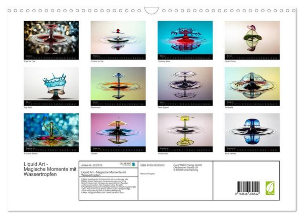 Produktbild: Liquid Art - Magische Momente mit Wassertropfen (Wandkalender 2026 DIN A3 quer), CALVENDO Monatskalender