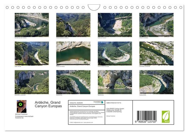 Produktbild: Ard&egrave;che, Grand Canyon Europas (Wandkalender 2026 DIN A4 quer), CALVENDO Monatskalender