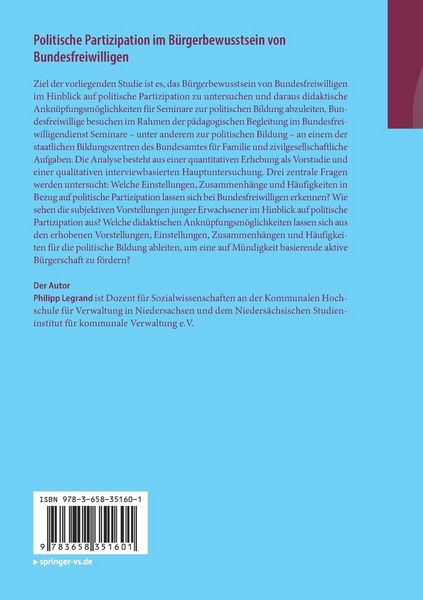 Produktbild: Politische Partizipation im B&uuml;rgerbewusstsein von Bundesfreiwilligen