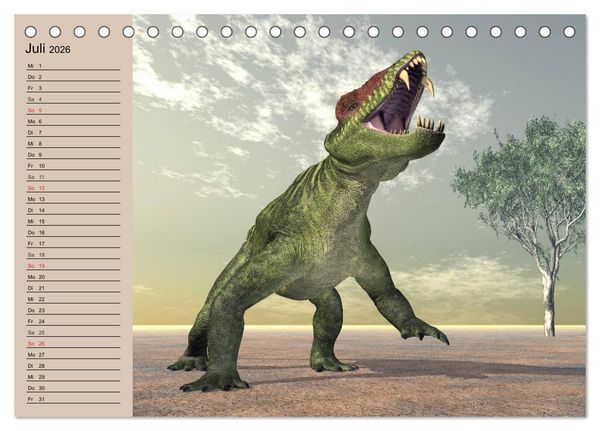 Produktbild: Dinosaurier. Urzeitliche Giganten (Tischkalender 2026 DIN A5 quer), CALVENDO Monatskalender