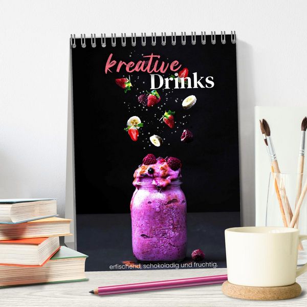 Produktbild: Kreative Drinks - erfrischend, schokoladig und fruchtig. (Tischkalender 2026 DIN A5 hoch), CALVENDO Monatskalender