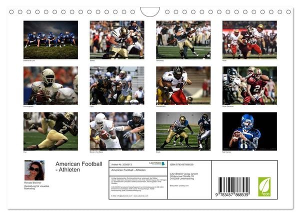 Produktbild: American Football - Athleten (Wandkalender 2026 DIN A4 quer), CALVENDO Monatskalender