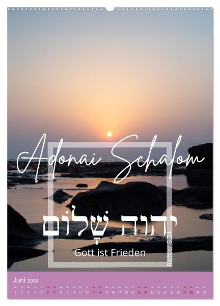 Produktbild: Israel und hebr&auml;ische Namen Gottes (Wandkalender 2026 DIN A2 hoch), CALVENDO Monatskalender
