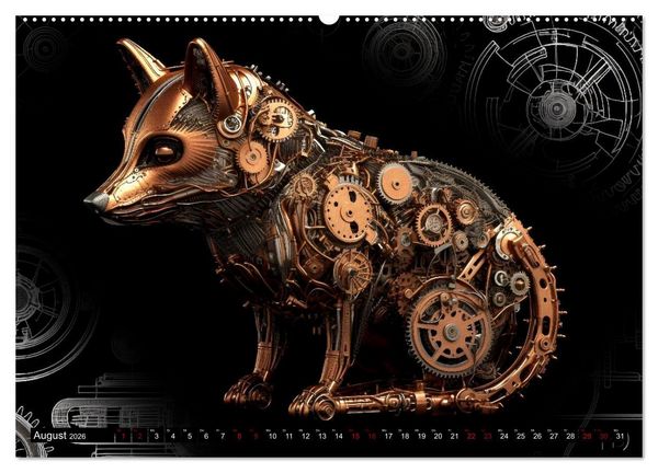 Produktbild: Mechanische Steampunk Tierwelt (hochwertiger Premium Wandkalender 2026 DIN A2 quer), Kunstdruck in Hochglanz