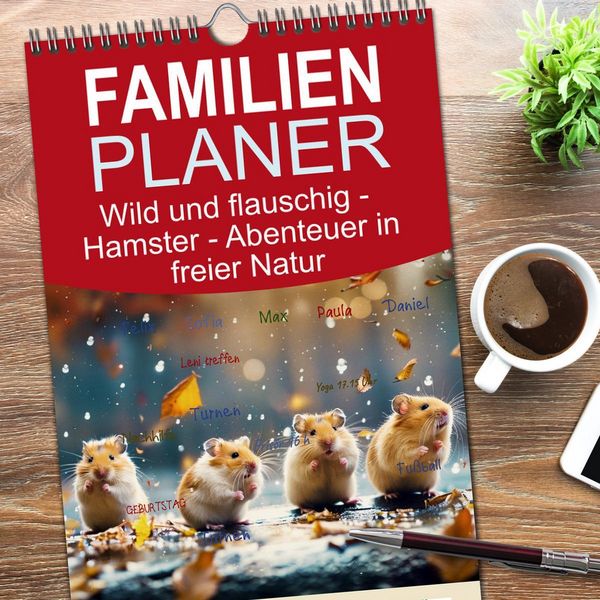 Produktbild: Familienplaner 2026 - Wild und flauschig - Hamster - Abenteuer in freier Natur mit 5 Spalten (Wandkalender, 21 x 45 cm) CALVENDO