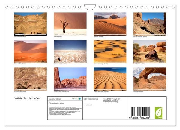 Produktbild: W&uuml;stenlandschaften (Wandkalender 2026 DIN A4 quer), CALVENDO Monatskalender