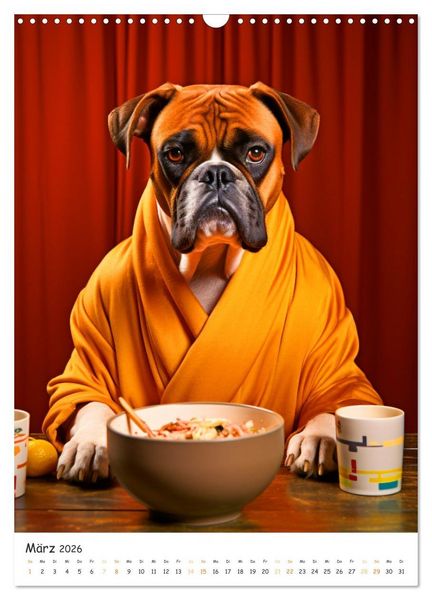 Produktbild: Hunde & Ramen - Ein Jahr voller Genuss und Freude (Wandkalender 2026 DIN A3 hoch), CALVENDO Monatskalender