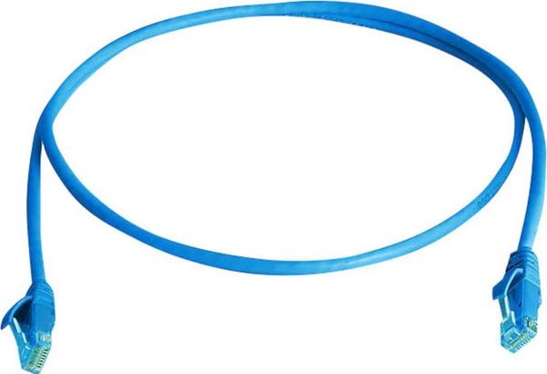 Produktbild: Teleg&auml;rtner 100008053 RJ45 Patchkabel CAT 6 U/UTP 0.50m Blau Flammwidrig, Halogenfrei 1St.