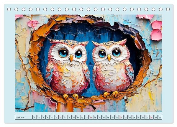 Produktbild: Eulen. Entz&uuml;ckende Paintings (Tischkalender 2026 DIN A5 quer), CALVENDO Monatskalender