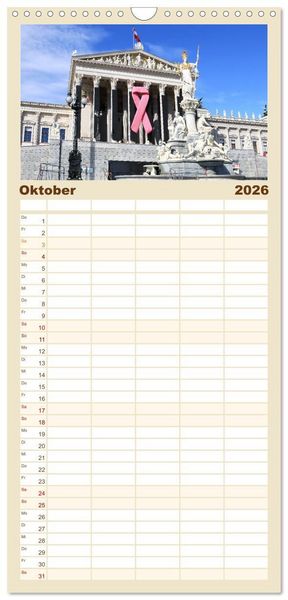 Produktbild: Familienplaner 2026 - Bezauberndes Wien mit 5 Spalten (Wandkalender, 21 x 45 cm) CALVENDO