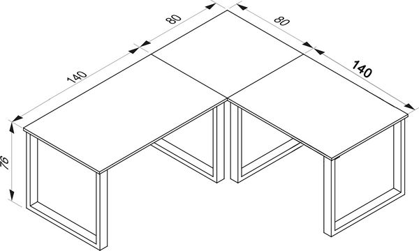 Produktbild: U Schreibtisch Eckschreibtisch L Form 220x220x80