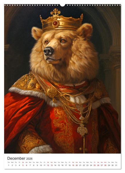 Produktbild: Animal Art - A collection of Renaissance paintings with animal motifs (High Quality Premium Wall Calendar 2026 DIN A2 portrait),CALVENDO 12 Month Wall Calendar