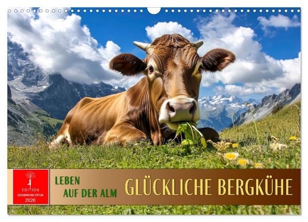 Produktbild: Gl&uuml;ckliche Bergk&uuml;he - Leben auf der Alm (Wandkalender 2026 DIN A3 quer), CALVENDO Monatskalender