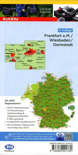 Produktbild: ADFC-Regionalkarte Frankfurt a. M. Wiesbaden /Darmstadt, 1:50.000, mit Tagestour