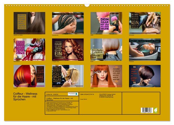 Produktbild: Coiffeur - Wellness f&uuml;r die Haare - mit Spr&uuml;chen (Wandkalender 2026 DIN A2 quer), CALVENDO Monatskalender