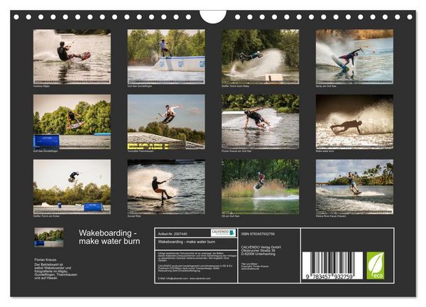 Produktbild: Wakeboarding - make water burn (Wandkalender 2026 DIN A4 quer), CALVENDO Monatskalender