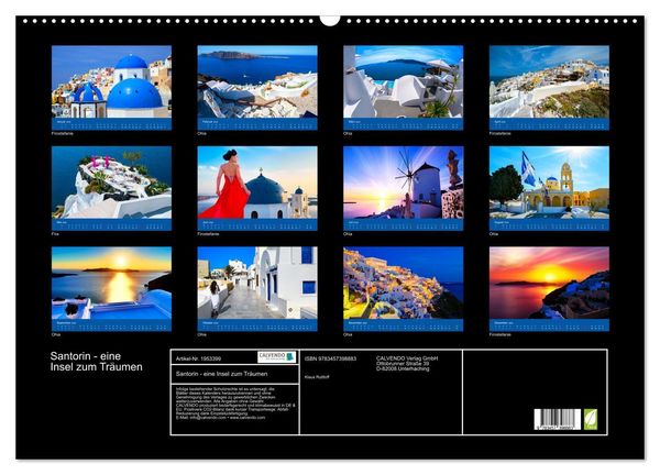 Produktbild: Santorin - eine Insel zum Tr&auml;umen (Wandkalender 2026 DIN A2 quer), CALVENDO Monatskalender