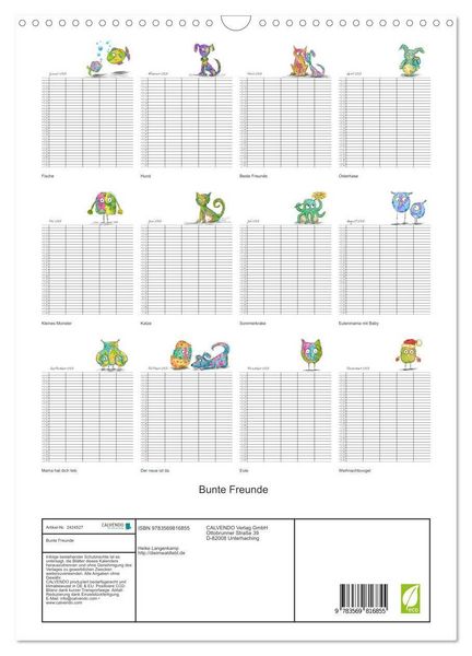 Produktbild: Bunte Freunde (Wandkalender 2027 DIN A3 hoch), CALVENDO Monatskalender