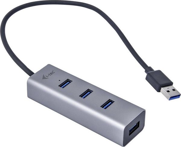Produktbild: i-tec U3HUBMETAL403 USB-Hub 4 Port USB-A USB 3.0 5 GBit/s Grau I-TEC USB 3.0 Metal HUB 4 port Passive