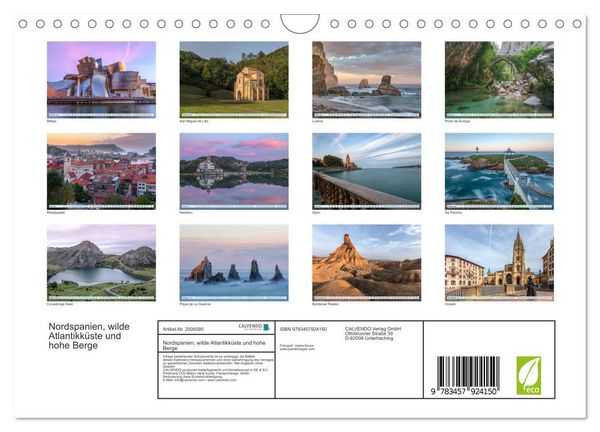 Produktbild: Nordspanien, wilde Atlantikk&uuml;ste und hohe Berge (Wandkalender 2026 DIN A4 quer), CALVENDO Monatskalender
