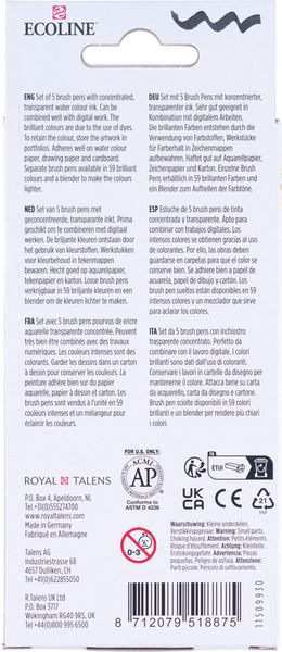 Produktbild: TALENS ECOLINE&reg; Brush Pen, 4 Farben, 1 Blender Primary Kartonetui