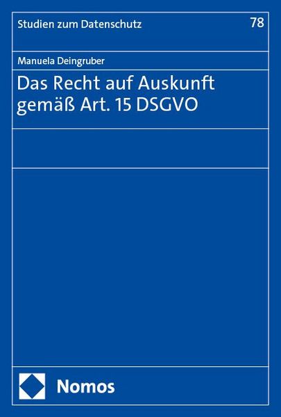 Produktbild: Das Recht auf Auskunft gem&auml;&szlig; Art. 15 DSGVO