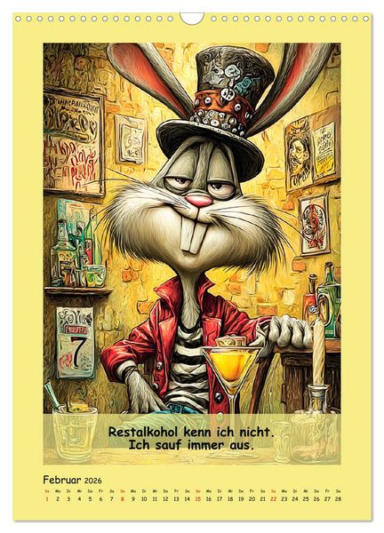 Produktbild: Kneipen-Hasen. Trinkende Spr&uuml;cheklopfer (Wandkalender 2026 DIN A3 hoch), CALVENDO Monatskalender