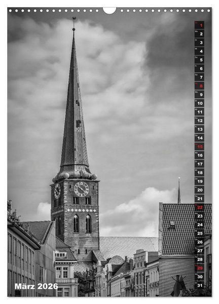 Produktbild: L&Uuml;BECK Monochrome Momente (Wandkalender 2026 DIN A3 hoch), CALVENDO Monatskalender