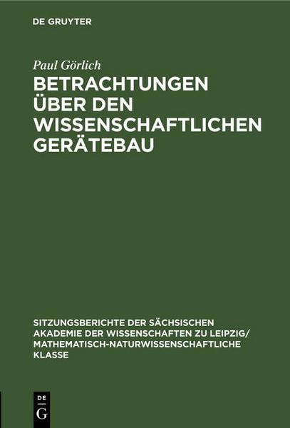 Produktbild: Betrachtungen &uuml;ber den wissenschaftlichen Ger&auml;tebau