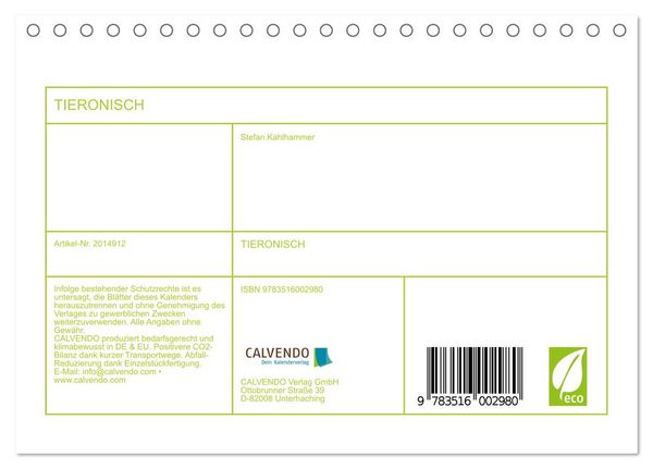 Produktbild: TIERONISCH (Tischkalender 2026 DIN A5 quer), CALVENDO Monatskalender