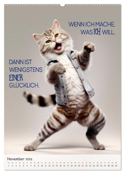 Produktbild: COOLE KATZEN Spr&uuml;cheklopfer (hochwertiger Premium Wandkalender 2026 DIN A2 hoch), Kunstdruck in Hochglanz