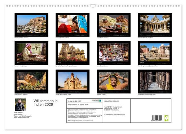 Produktbild: Willkommen in Indien 2026 (Wandkalender 2026 DIN A2 quer), CALVENDO Monatskalender