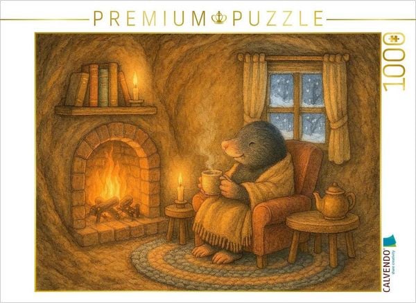 Produktbild: CALVENDO Puzzle Kaminzauber mit Maulwurfsmoment | 1000 Teile Lege-Gr&ouml;&szlig;e 64x48cm Foto-Puzzle f&uuml;r gl&uuml;ckliche Stunden