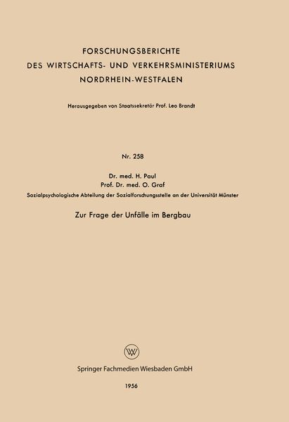 Produktbild: Zur Frage der Unf&auml;lle im Bergbau