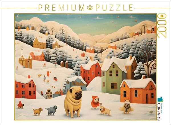 Produktbild: CALVENDO Puzzle Hunde spielen in einer Winterlandschaft lustig im Schnee | 2000 Teile Lege-Gr&ouml;&szlig;e 90x67cm Foto-Puzzle f&uuml;r gl&uuml;ckliche Stunden