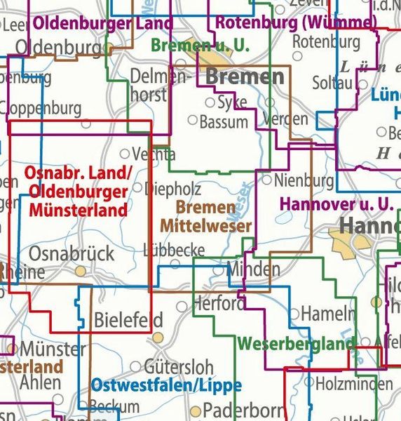 Produktbild: BVA ADFC Regionalkarte Bremen-Minden Mittelweser 1:75.000